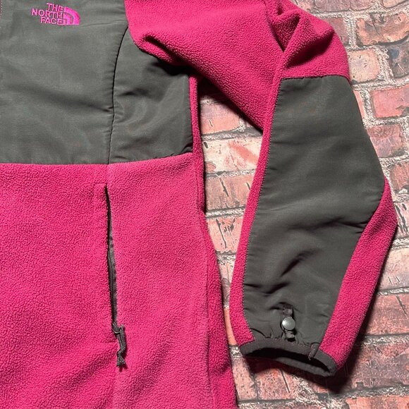 The North Face Denali Jacket Womens MPink Gray Fleece Hooded Full Zip Y2K - Picture 3 of 7